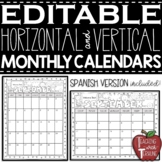 EDITABLE Monthly Calendars 2024-2025 {Black and White}