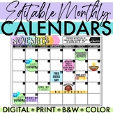Editable Monthly Calendars - Digital Stickers!