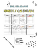 Editable Monthly Calendars | English and Spanish | 5 day &