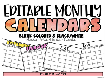 Results for free editable calendars | TPT