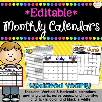 *editable* Monthly Calendars And Organization Pages 