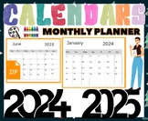 Editable Monthly Calendars with FREE Updates - 2024 & 2025