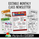Editable Monthly Class Newsletter, Parent Newsletter, Clas