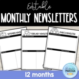 Editable Monthly Classroom Newsletters