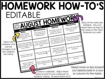 monthly homework calendar first grade