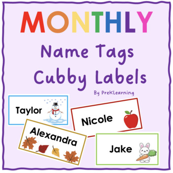 Preview of Editable Monthly Name Tags/Cubby Labels