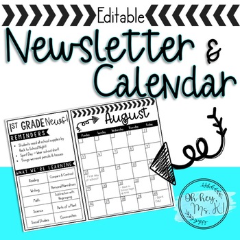 Preview of Editable Monthly Newsletter & Calendar!