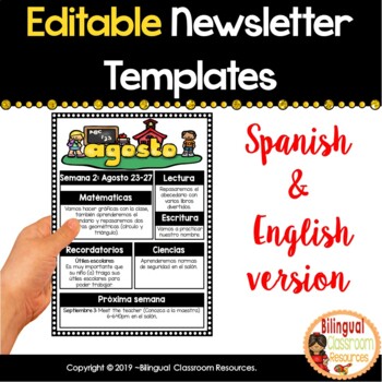 Preview of Newsletter Templates I Editable I English and Spanish I Boletín  de noticias
