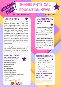 Preview of Editable Monthly Newsletter for Physical Education (Canva)