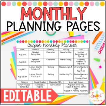 Preview of Editable Monthly Planning Pages | Adobe and PowerPoint