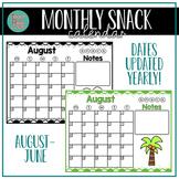 Editable Monthly Snack Calendar: 2023-2024/August-June