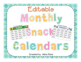 Editable Monthly Snack Calendars 2023-2024
