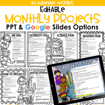 Preview of Editable Monthly Take-Home Projects (Google Classroom & PPT) Distance Learning