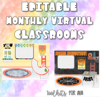 Preview of Editable Monthly Virtual Classrooms