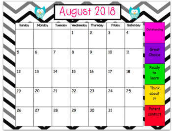 Monthly Behavior Chart Calendar