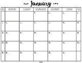 Editable Monthy Calendars January 2020 - June 2021