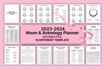 Preview of Editable Moon&Astrology Planner 2023-24 Graphic