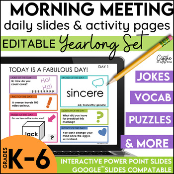 Preview of Editable Morning Meeting Daily Slides Activities Digital Resources Morning Work