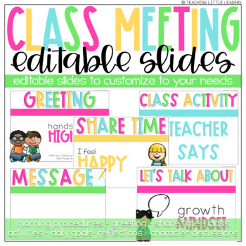 Preview of Editable Class Meeting / Morning Meeting Slides | Distance Learning
