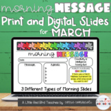Editable Morning Message - March (PowerPoint & Google)