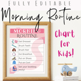 Editable Morning Routine Chart for Kids - Pink and Green
