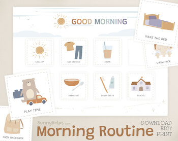 Preview of Editable Morning Routine Charts and Cards / Visual Schedule Printable
