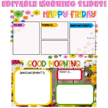 Preview of Editable Morning Slides