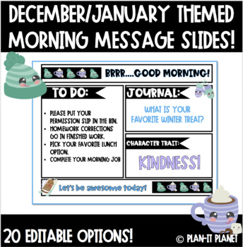 Preview of Editable Morning Slides!  December/January/Winter Themed! (20+ Options!!)