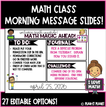 Preview of Editable Good Morning Slides! Math Themed! (27 Slide Options!!)