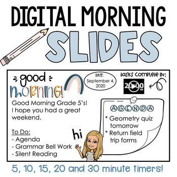 Preview of Editable Morning Slides with Timers | Back to School Classroom Management