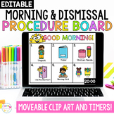 Editable Morning and Dismissal Procedures Slides Digital Board