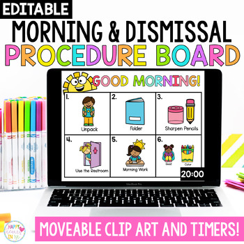 Preview of Editable Morning and Dismissal Procedures Slides Digital Board Morning Messages