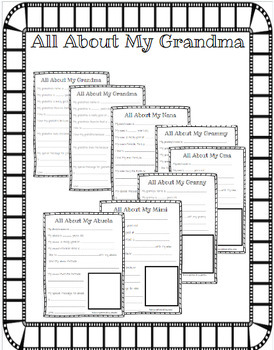 Preview of Editable - Mother's Day All About My Grandma, Gma, Nana, Granny, Grandmother
