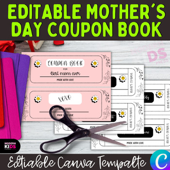 Preview of Editable Mother's Day Coupon Book - CANVA Template