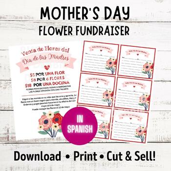 Preview of Spanish Editable Mother's Day Flower Fundraiser Flyer Template