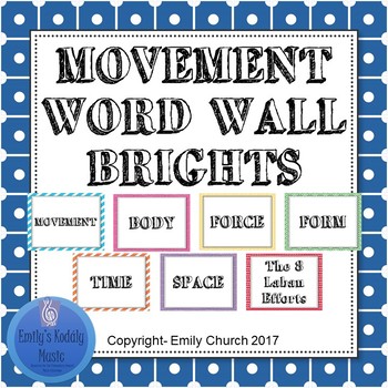 Preview of Editable Movement Word Wall- BRIGHTS