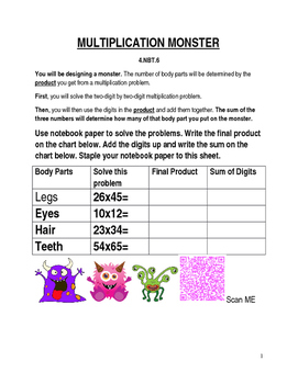 Preview of Editable Multiplication Monster Activity