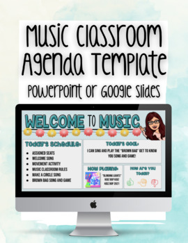 Preview of Editable Music Classroom Daily Agenda for Powerpoint or Google Slides