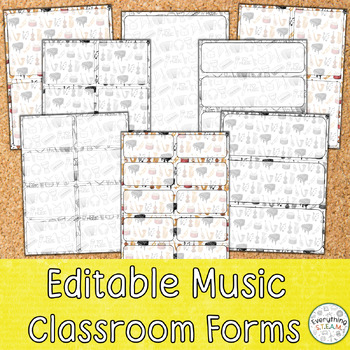 Preview of Editable Music Classroom Forms | Music Classroom Form Templates