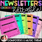 Editable Music Newsletters with Composers: {Black and White Templates}