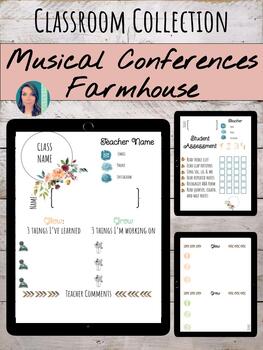 Preview of Editable Music Parent Teacher Conferences | Farmhouse Collection