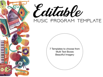 Preview of Editable Music Program Templates - Drama, Concert and Music Programs