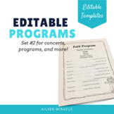 Editable Music Programs, Set 2 {Templates for programs and