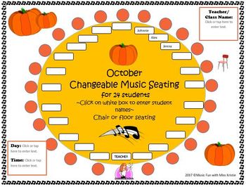 Preview of Two Editable Music Seating Charts for October