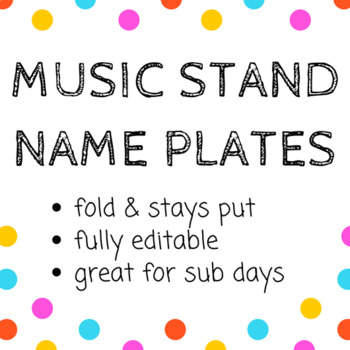 Preview of Editable Music Stand Name Plates in 5 designs - Back to School Ready!