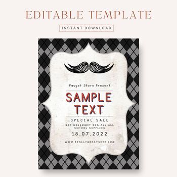 Preview of Editable Mustache fathers day theme flyer