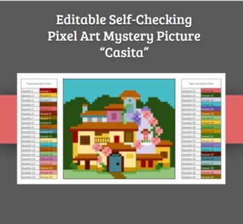 Preview of Editable Pixel Art Mystery Picture - Casita de Encanto