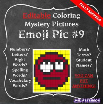 Preview of Editable Mystery Picture Emoji #9 - Sight Words Spelling Vocabulary ANYTHING