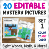 Editable Mystery Pictures - Set 1 - Color by Sight Words, 