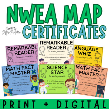 Preview of Editable NWEA MAP Certificates - Math, Reading, Science, and Language Usage